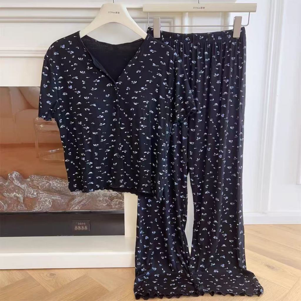 TUTA PYJAMA 012 One Set Culottes ชุดนอนชุดสตรีชุดนอนสตรีเสื้อปุ่ม