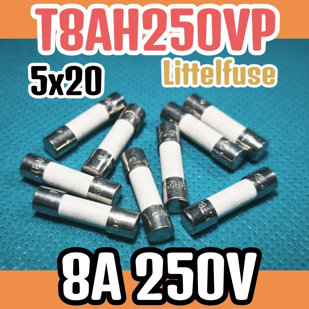 ฟิวส์เซรามิคฟิวส์ 8A 250V T8AH250V Little 5x20 Time Lag HBC ฟิวส์