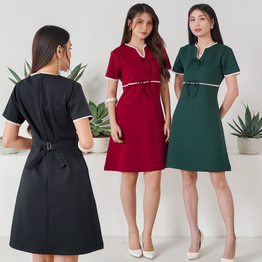 Covinia Drusila Basic Scuba Dress V Hole Coquette Dress - CG251203