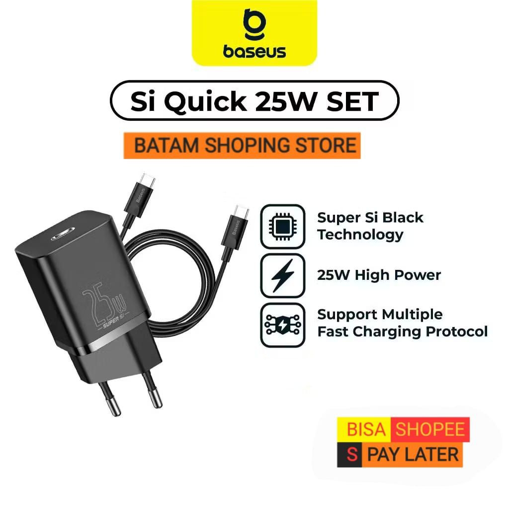 Baseus Type C Quick Charger 25w + สาย Type C การรับประกันอย่างเป็นทางการ