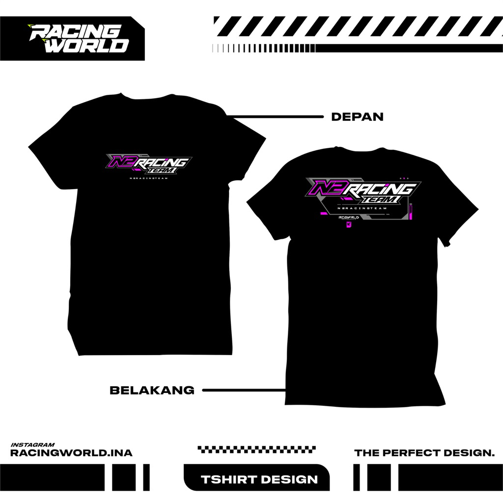 KATUN N2RACING TEAM X RACING WORLD เสื้อยืด UNISEX สีดํา COTTON