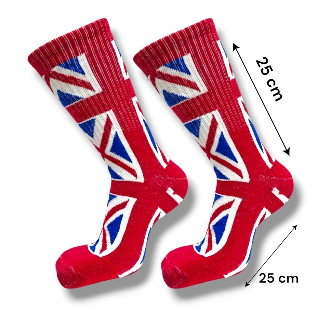 LONG OLD SCHOOL SOCKS, OLD SCHOOL SOCKS WITH ENGLISH FLAG MOTIF, DISTRO SOCKS