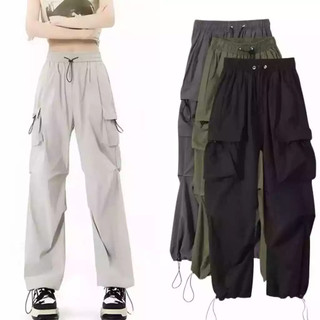 CARGOSO - CELANA CARGO WANITA HIGHWAIST LOOSE PANTS TROUSER KOREAN STYLE - CELANA GUNUNG WANITA