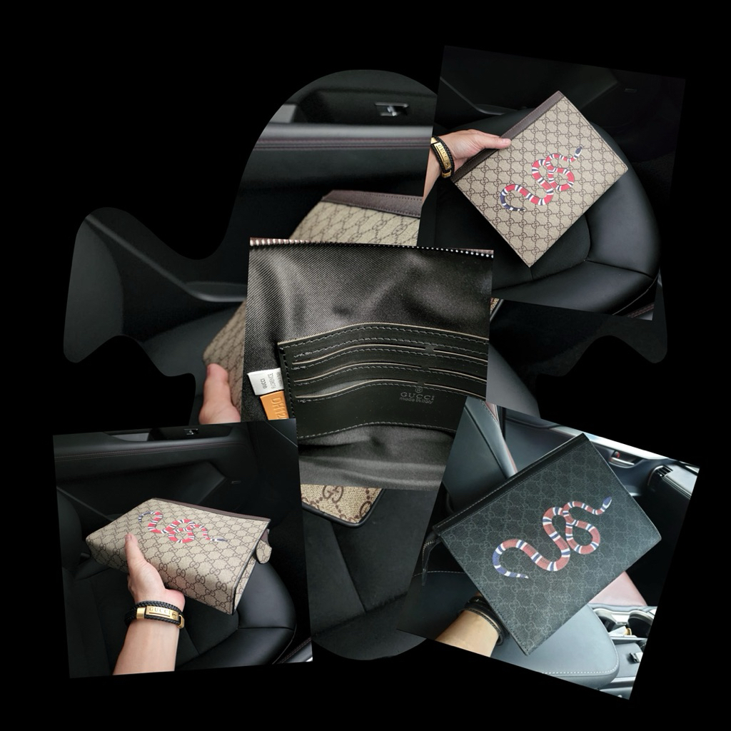 คลัตช์ผู้ชาย Snake Motif 2 สี FREE BOX 8990