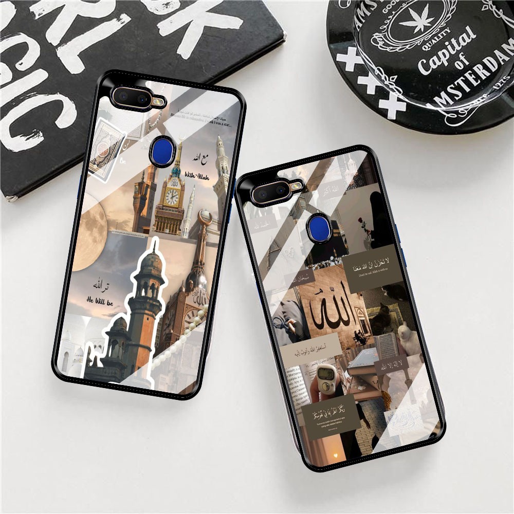 HP QQ11 SoftGlass ลายอิสลาม Glass HardCase 2D Premium Glossy For Oppo A5s/A12/A11K/A7/F9 - เคสน่ารัก