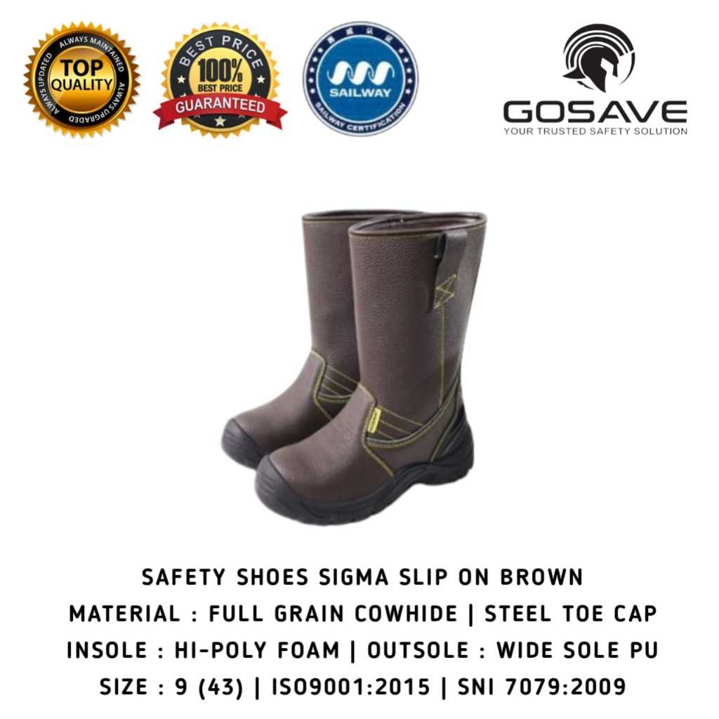 Original Gosave High Cut Anti-Slip Safety Shoes Steel Toe No.9 - 43 High Type SIGMA GOSAVE Original 