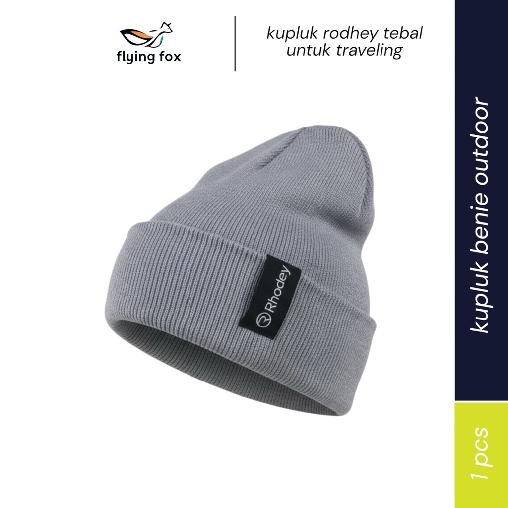 หมวกบีนนี่ถักนิตติ้งสีเทา Rhodey สําหรับผู้ชายและผู้หญิงหมวกบีนนี่โพลีเอสเตอร์ฤดูหนาว - EC002 - สีเท
