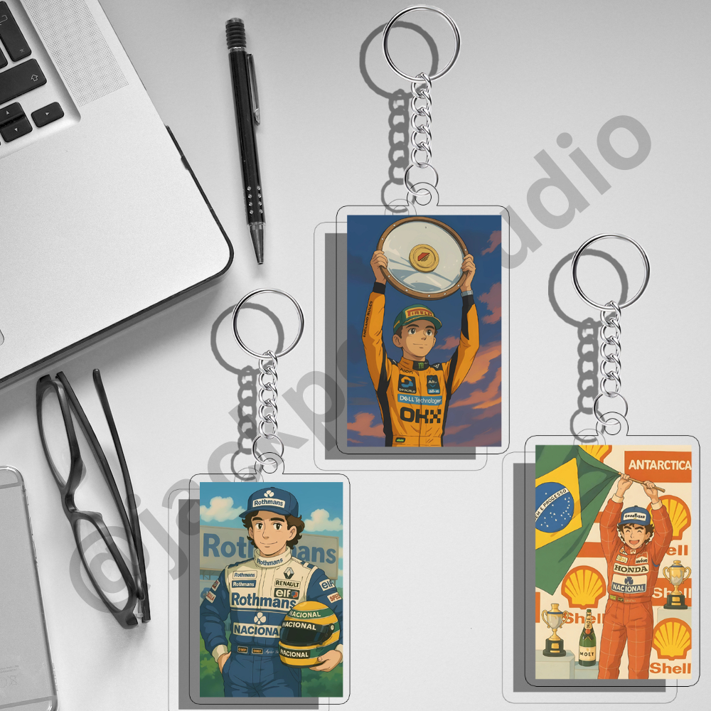 F1 พวงกุญแจสไตล์ Ghibli | สินค้า Formula One UV พิมพ์ 2 ด้านบนกรอบอะคริลิค 3 มม