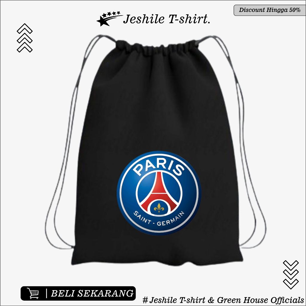 กระเป๋าหูรูดสีดําลายฟุตบอล PSG (Paris Saint Germain) By Jeshile T-Shirt