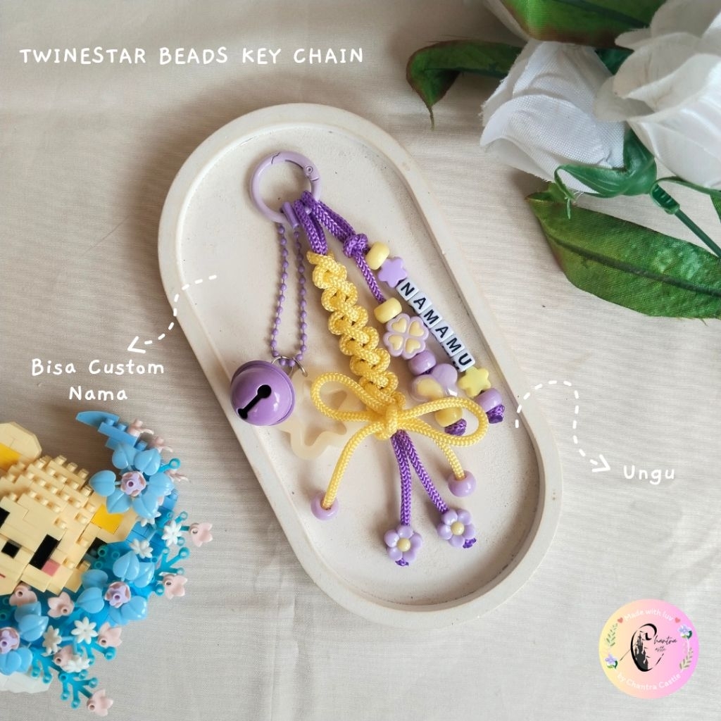GANTUNGAN [CHANTRA CASTLE] TWINESTAR BEADS KEY CHAIN / BEAD BAG CHARM KEYCHAIN
