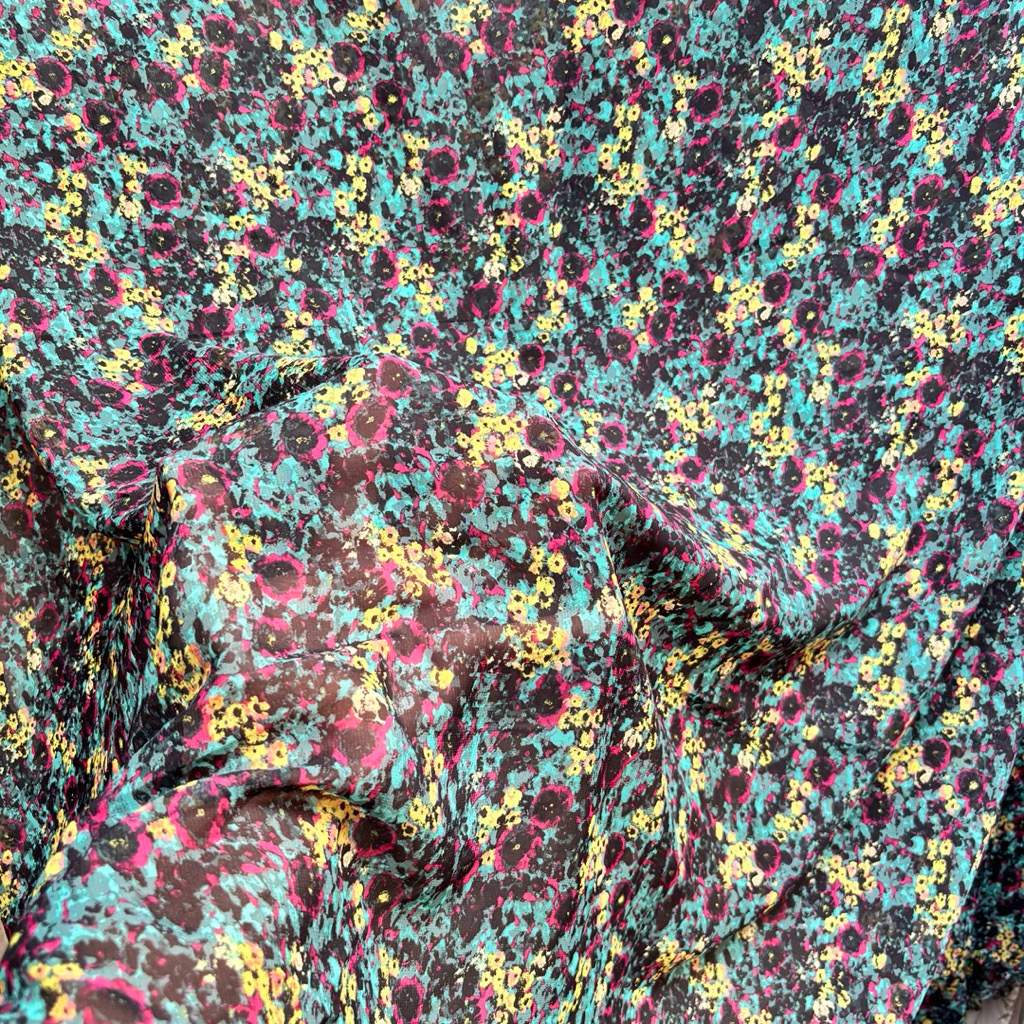 Yoryu Ceruty ผ้าชีฟองลายมินิบทคัดย่อ | วัสดุเย็นตกสําหรับเดรสเสื้อ (Per 0.5m) Jy