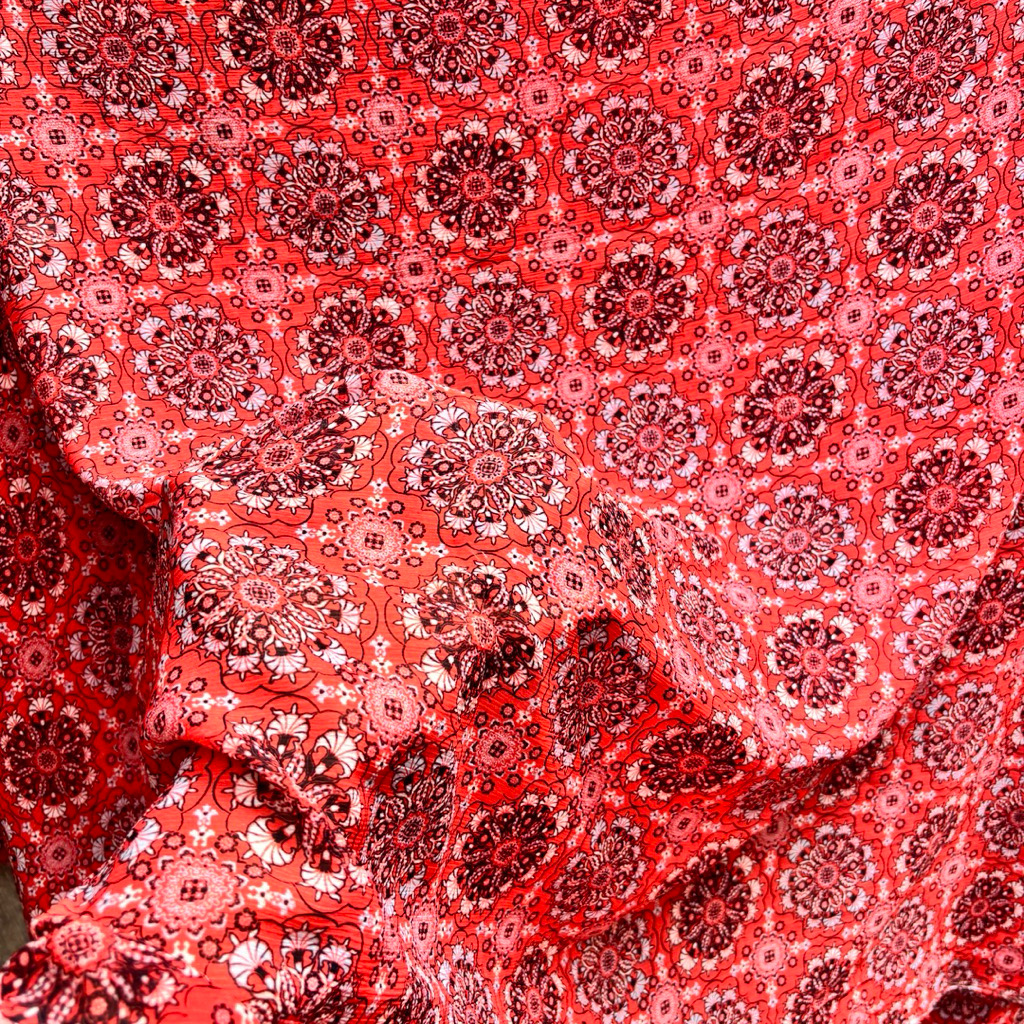 Yoryu Mouif ผ้าชีฟองเนื้อเกลียวชาติพันธุ์ | วัสดุเย็นตกสําหรับเดรสเสื้อ (Per 0.5m) Jy