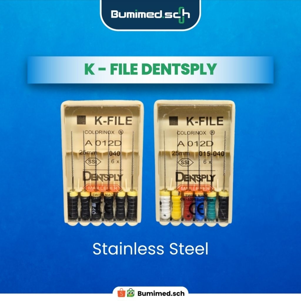 K-File Dentsply Stainless Steel – 21 mm / 25 mm / 31 mm – ขนาด 6 ถึง 80 | เข็มฟัน Endo ทันตกรรม