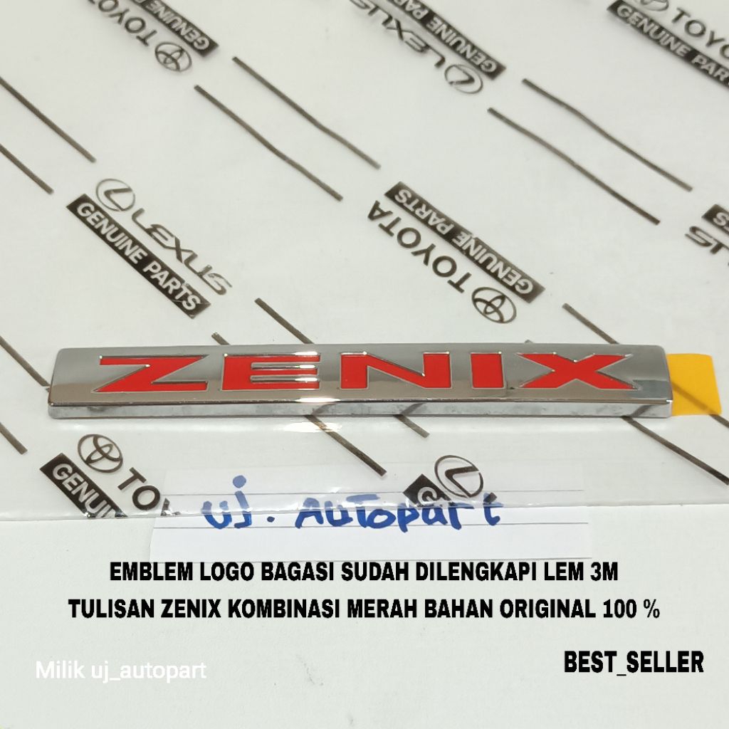 MERAH สัญลักษณ์โลโก้ด้านหลังพร้อมการเขียน ZENIX / สําหรับ Innova Zenix OriginaL Chrome Red Combine