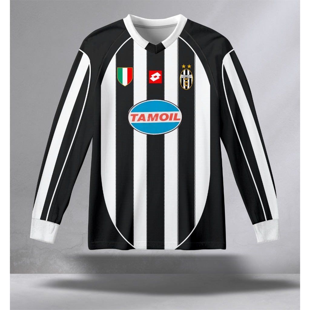 JUVE 2002 RETRO JERSEY FULLPRINT ฟรี NICKNAME// JUVENTUS FOOTBALL SHIRT//VINTAGE เสื้อยืด