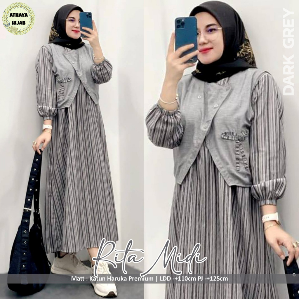 เสื้อผ้าผู้หญิง HQ RITA MIDI DRESS จาก AtHAYA FASHION STORE