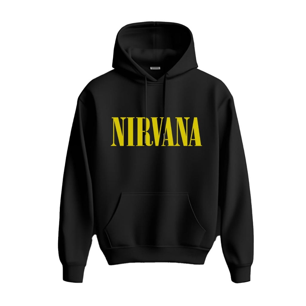 Nirvana Seatle Grunge Band Hoodie เสื้อกันหนาวขนแกะ Hoodie สีดําสีดําผ้า