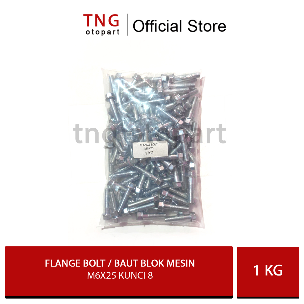 MESIN 1 Kg Flange Bolt m6x25 / หน้าแปลน Bolt 6x25 Key 8 / บล็อกเครื่องยนต์ Bolt 6x25