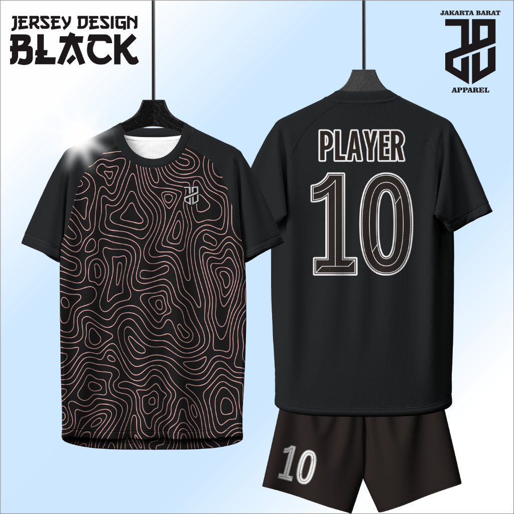 JB Jersey Black Futsal Mini Soccer Football strip series วัสดุนูน เกรด ori