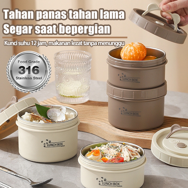 กล่องข้าว1.4ล สแตนเลส316 กล่องข้าว+ช้อนตะเกียบ+ความร้อน กระเป๋าใส่กล่องข้าว