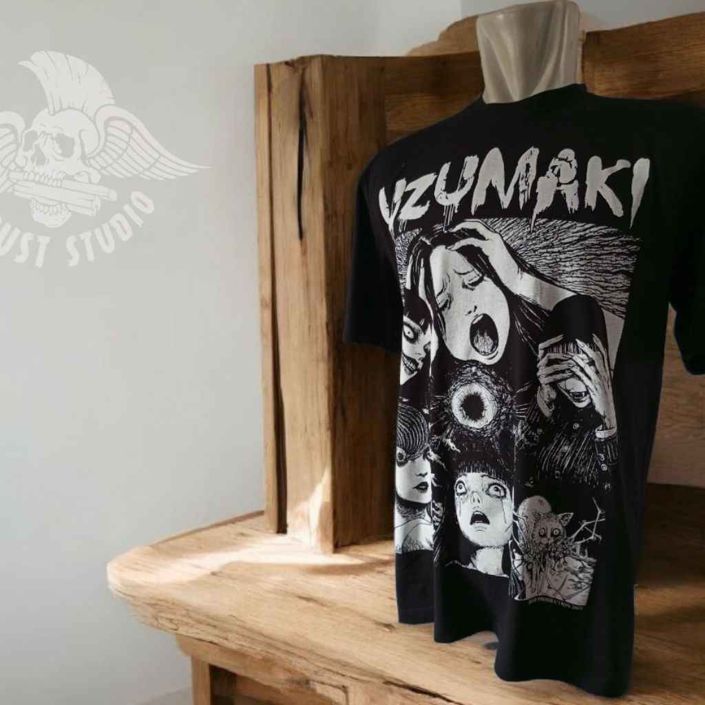 Uzumaki เสื้อยืดในตัว Combed 24s plascharge ink