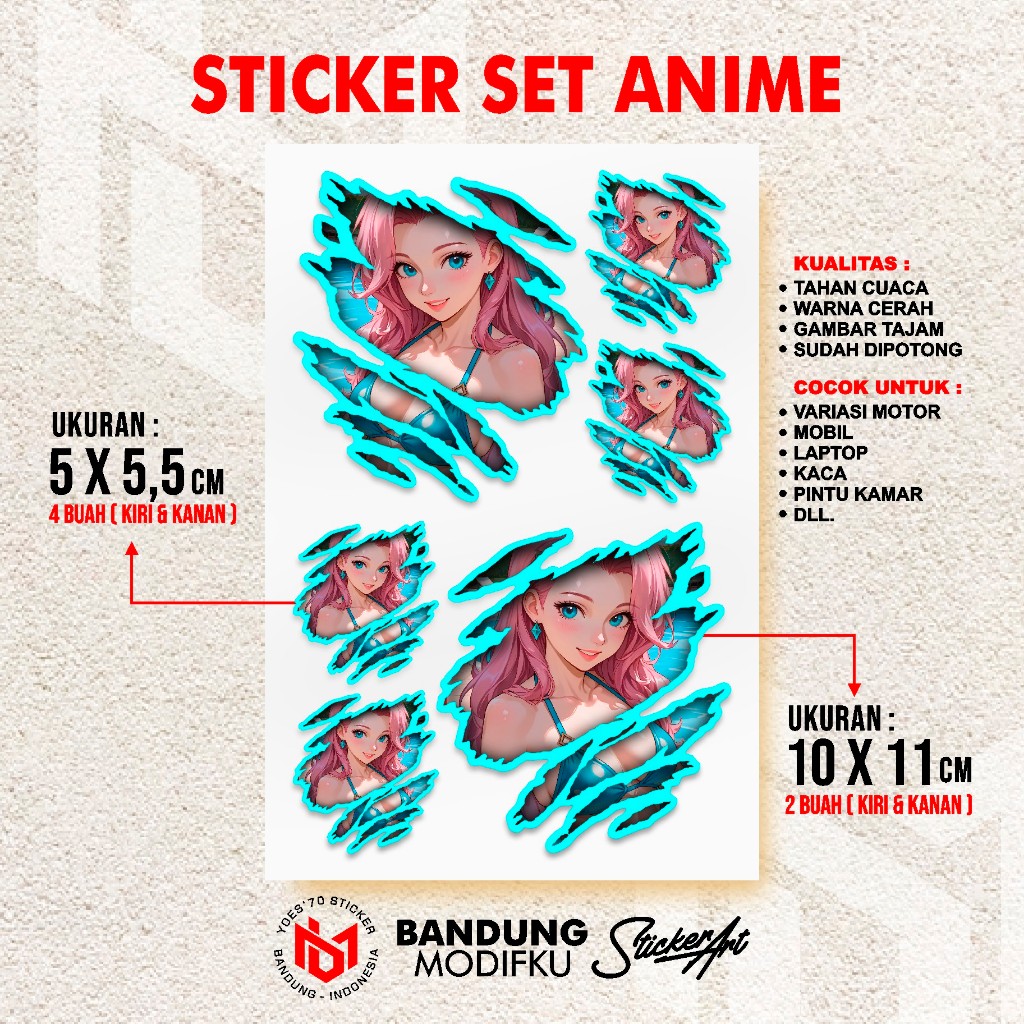 UNIVERSAL ANIME STICKER SET / ANIME SET 37 / สติ๊กเกอร์หมวกกันน็อค - MOTORCYCLE - CAR - LAPTOP - BIK