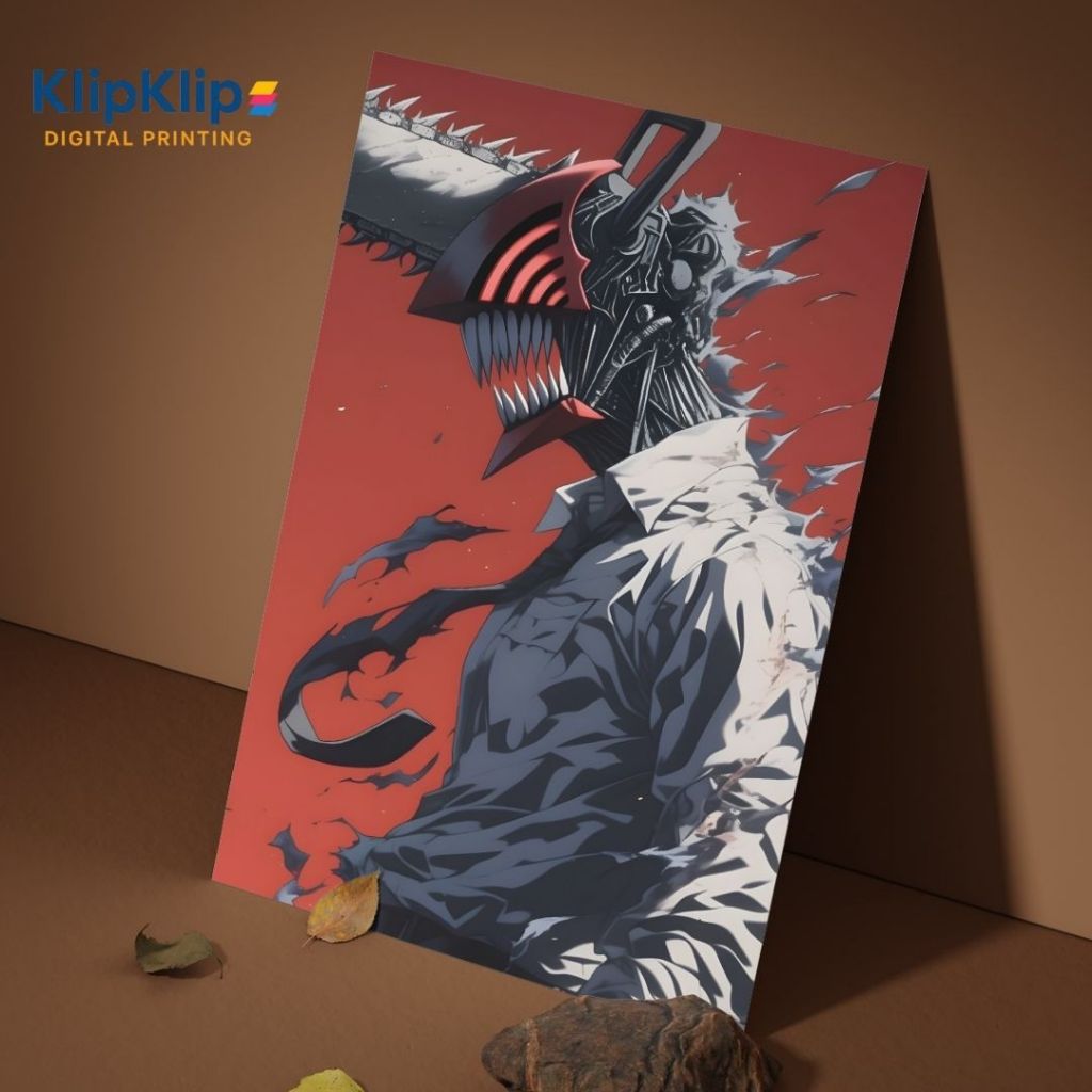 Poster Anime Chainsaw Man Makima Power Aki 20x30cm Glossy dengan Frame Kayu - KK