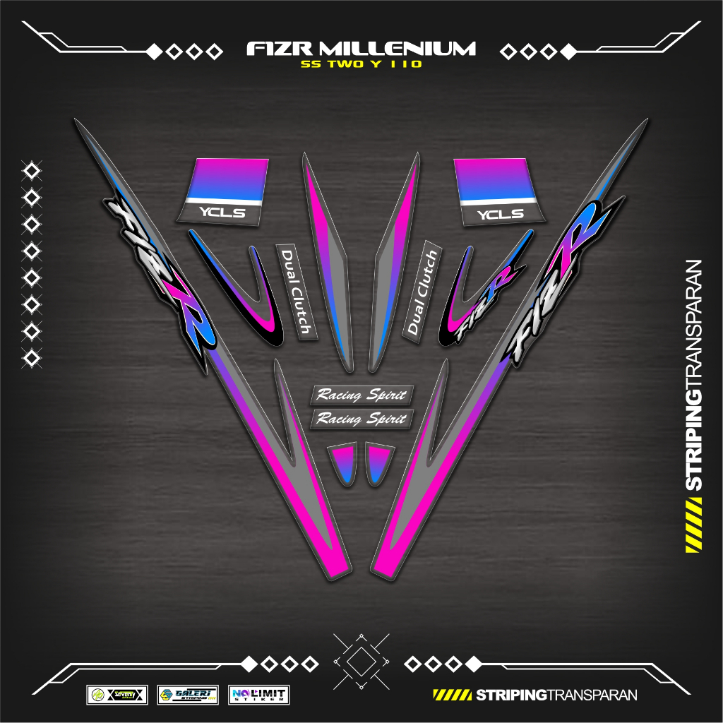 TRANSPARENT STRIPING UV F1ZR MILLENIUM MOTIF K7 สติ๊กเกอร์ YAMAHA F1Z R สติ๊กเกอร์ใส VARIATION FIZR