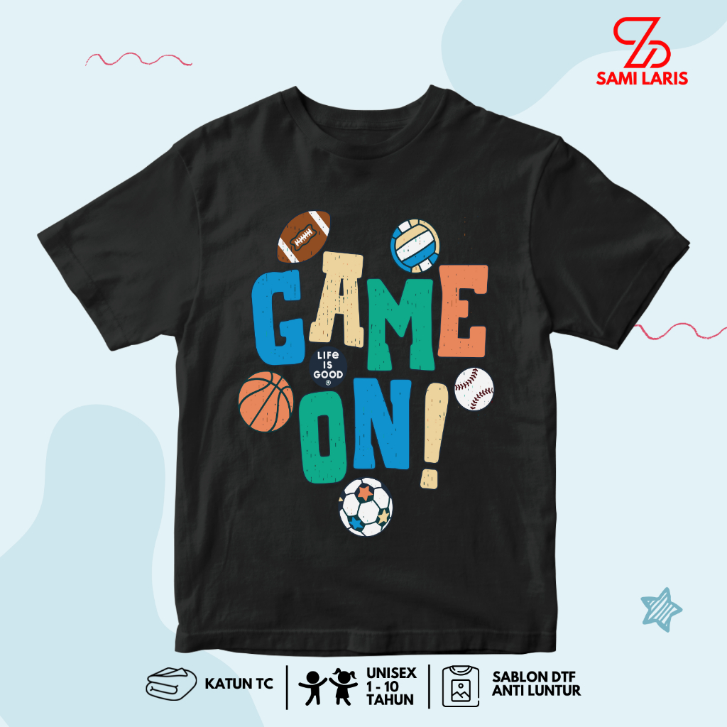 Samilaris - เสื้อยืดเด็กผู้ชาย Distro Game On Bal Character อายุ 1 - 10 ปี - PB