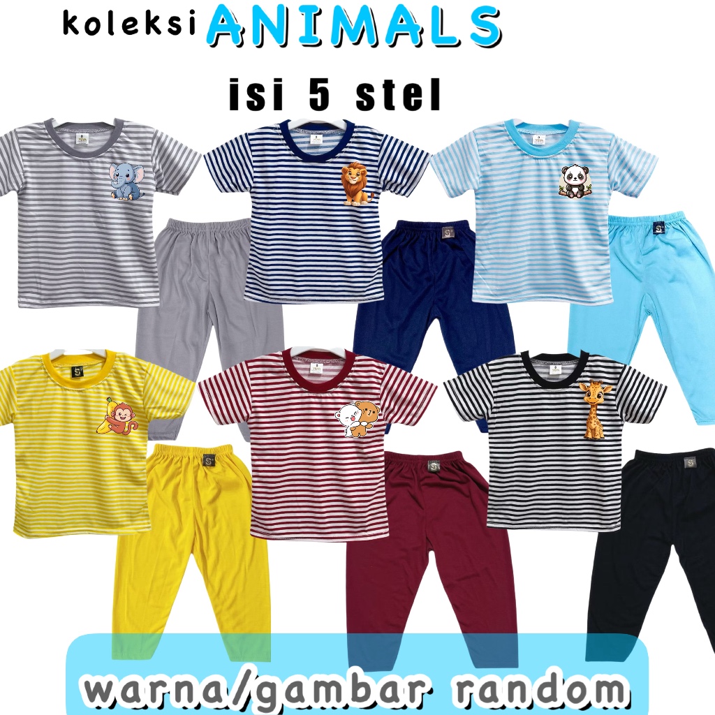 3S YEYA - (แพ็ค) CHILDRENS STRIPE CP SET DTF L0G0 ANIMALS
