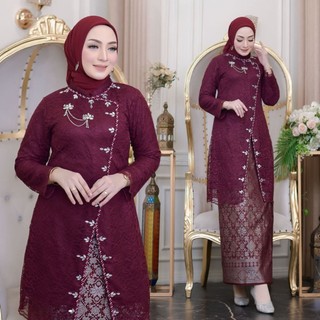Ready Mal kebaya Janggan Modern Rok Songket lilit Kabaya janggan brokat set kebaya wisuda Pesta Wanita