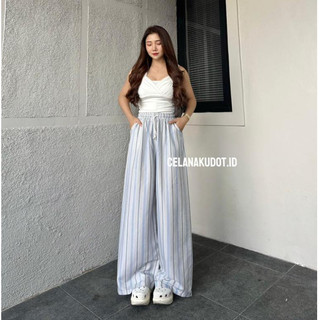 Celanakudot - Everyday Pants - Strip Pants - Celana Panjang Wanita Baggy Kantor Kuliah - Kulot Pinstripe - Celana Formal Casual Wanita Loose Basic