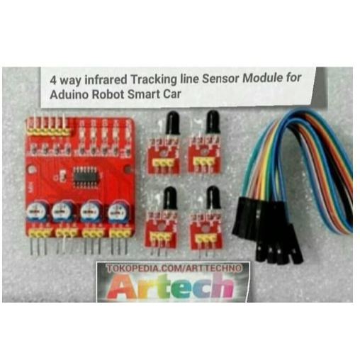 โมดูลเซ็นเซอร์สายติดตามอินฟราเรด 4 ทิศทางสําหรับหุ่นยนต์ Aduino รถอัจฉริยะ