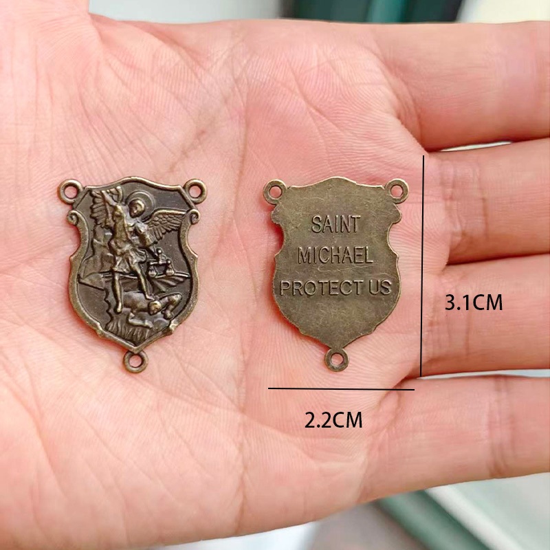 10 สร้อยคอสามเหลี่ยมป้องกัน Supreme Angel St ไมเคิลจากสีบรอนซ์