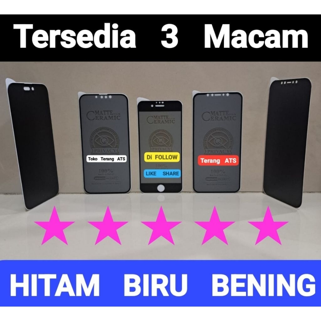 Ceramics Anti-Scratch Black Blue TG โทรศัพท์มือถือใส IPHONE 17 PRO MAX, 16 Pro Max, 15 Pro Max, 15+,