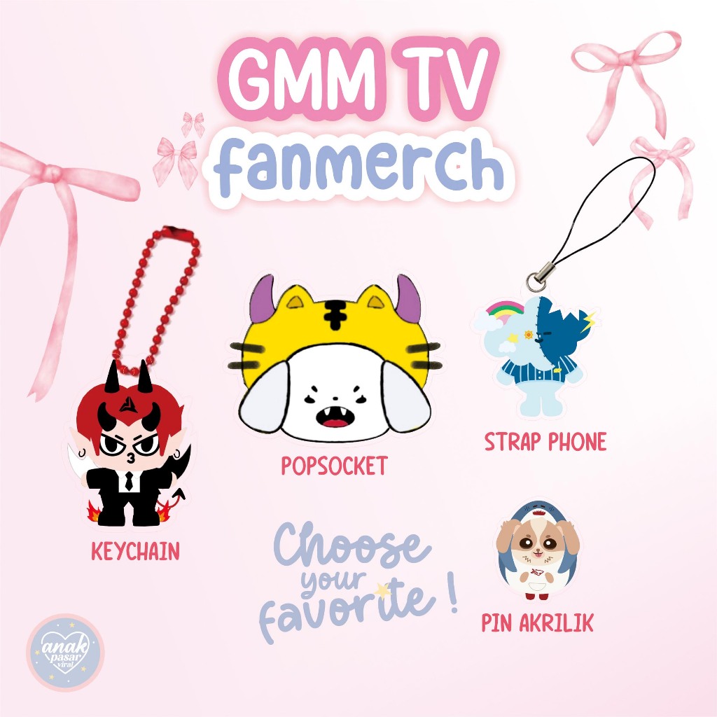 PART 1 GMM TV FAN MERCH - DOMIAA - WESLEY - KEYCHAIN - PHONE STRAP - POPSOCKET - ACRYLIC PIN