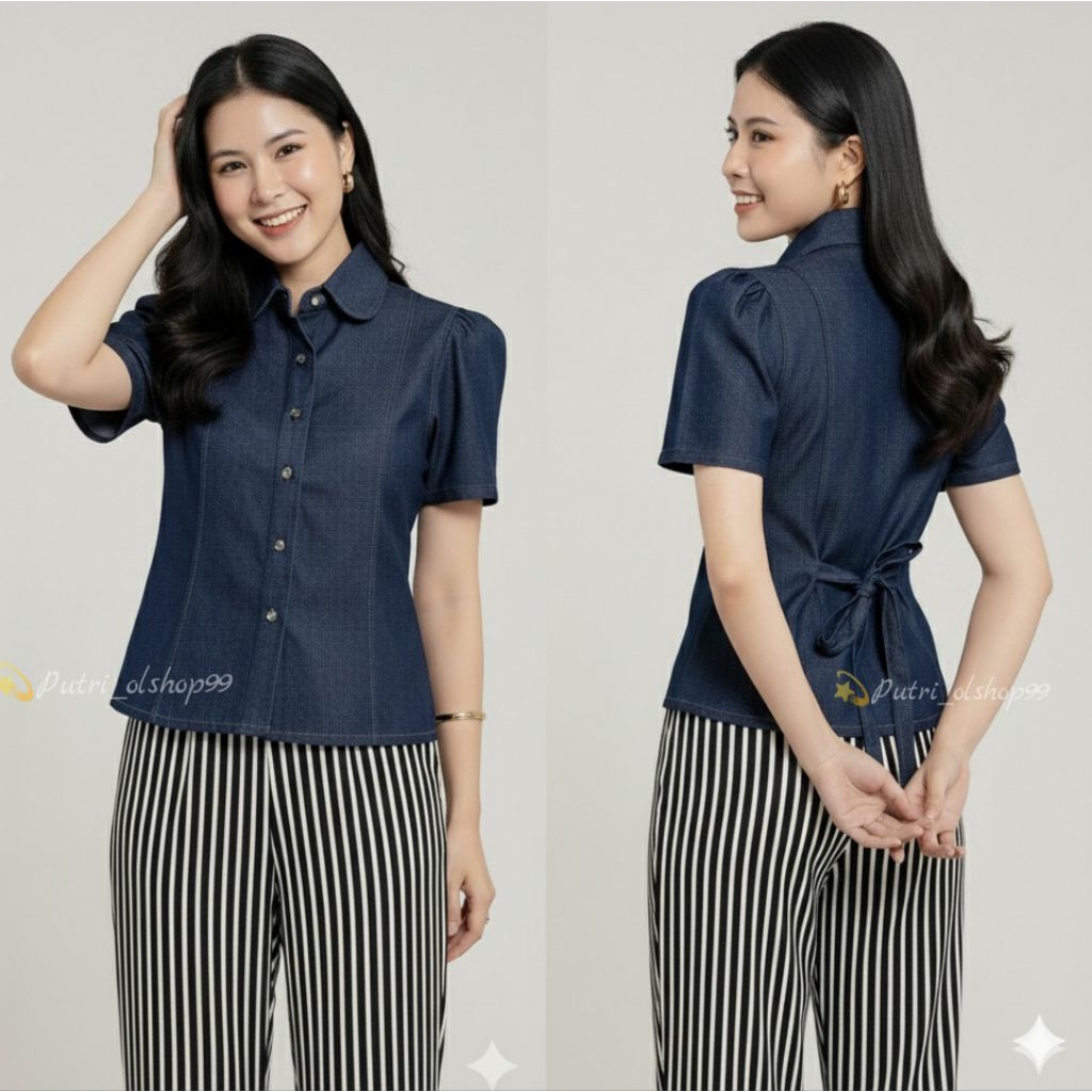 KEMEJA AMIE DENIM SHIRT DENIM FITTED SHIRT JEANS