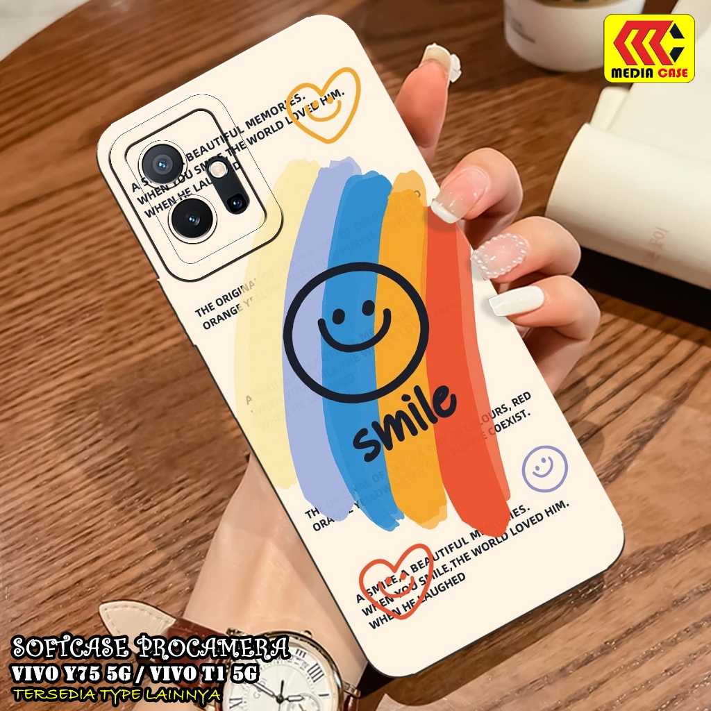 HP เคส VIVO Y75 5G / T1 5G ล่าสุด - เคสยิ้ม Motif - เคส VIVO T1 5G / Y75 5G Softcase - VIVO Y75 5G /