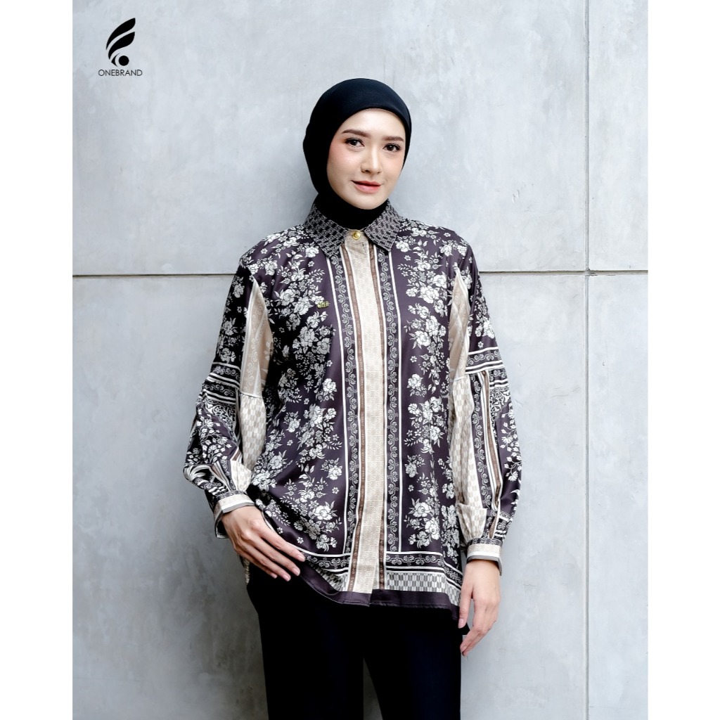 KEMEJA ONEBRANDHIJAB - FLAMOUR เสื้อเชิ้ตมุสลิมผู้หญิง | Ayesha Ayesha Ayesha | พิมพ์ลาย Motif