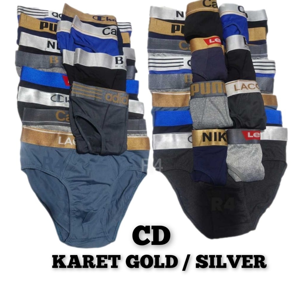 MENS UNDERWEAR (1 กล่อง มี 3 ADULT MENS GOLD RUBBER SIZES M, L, XL & XXL JUMBO BRENDED CD gold maco