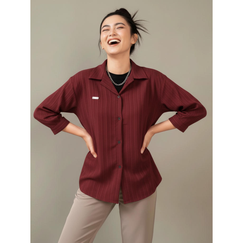 KEMEJA Luna Loose Shirt Womens Plain Basic Lady Crush Oversize Shirt Viral Fashion Top