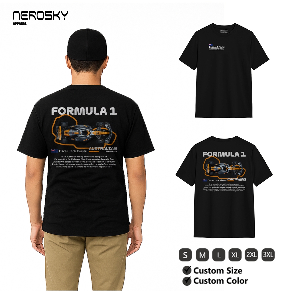 เสื้อยืด OSCAR PIASTRI FORMULA 1 24S PREMIUM COTTON COMBED TYPE 21