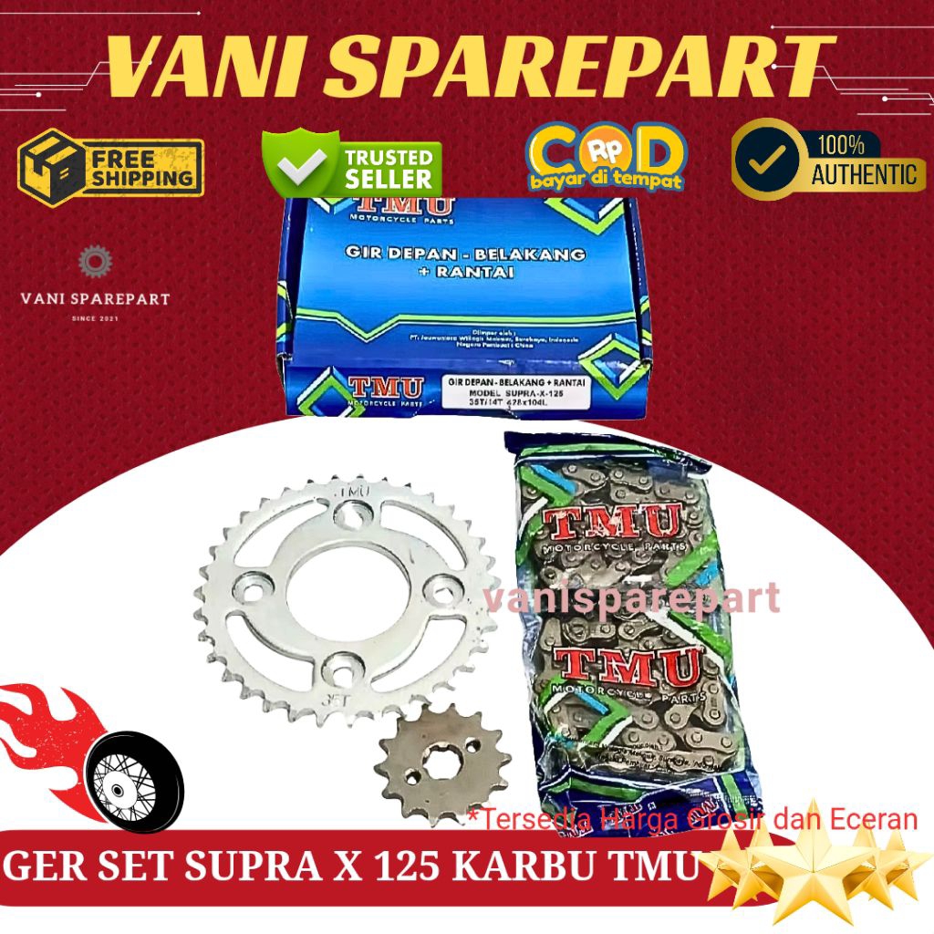 GEAR GER SET FRONT REAR GEAR CHAIN SET SUPRA X 125 KARISMA TMU