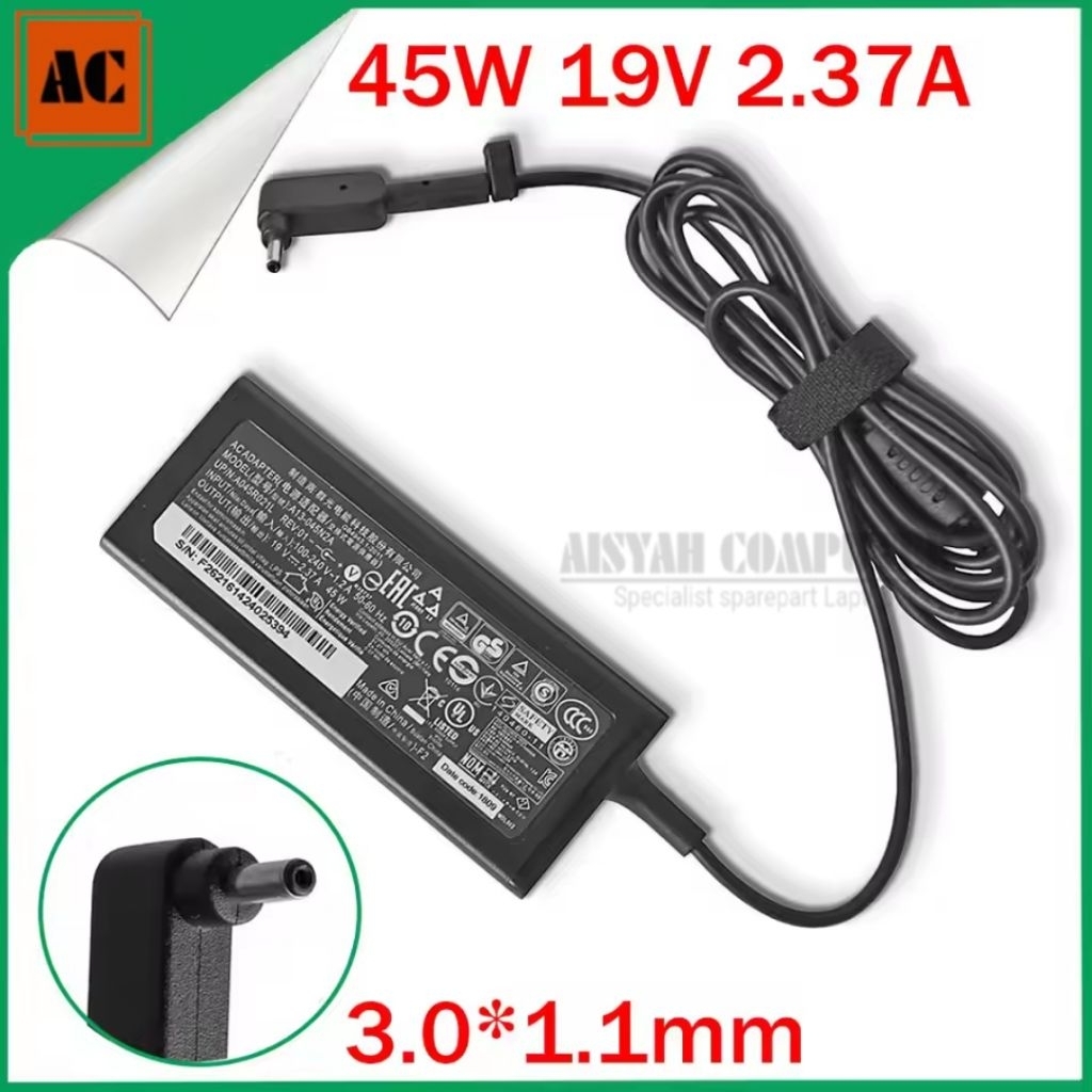 Original AC Adapter Charger สําหรับ Acer Aspire V3-371-596F V3-372 V3-372T 19V 2.37A