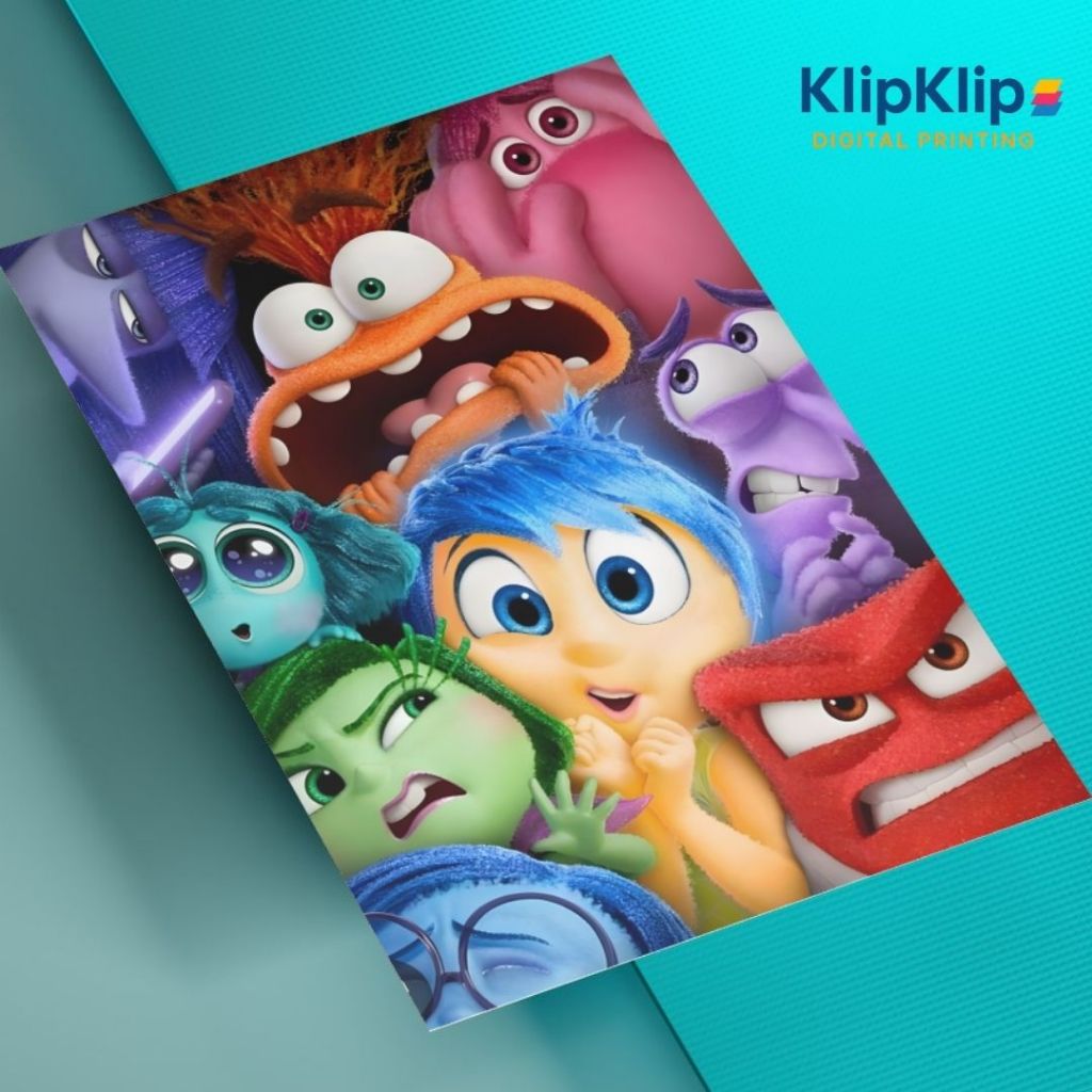 Inside Out Emotion Pixar Poster Glossy Wall Poster กรอบรูปไม้ Aesthetic Room Decor - KK - S3D