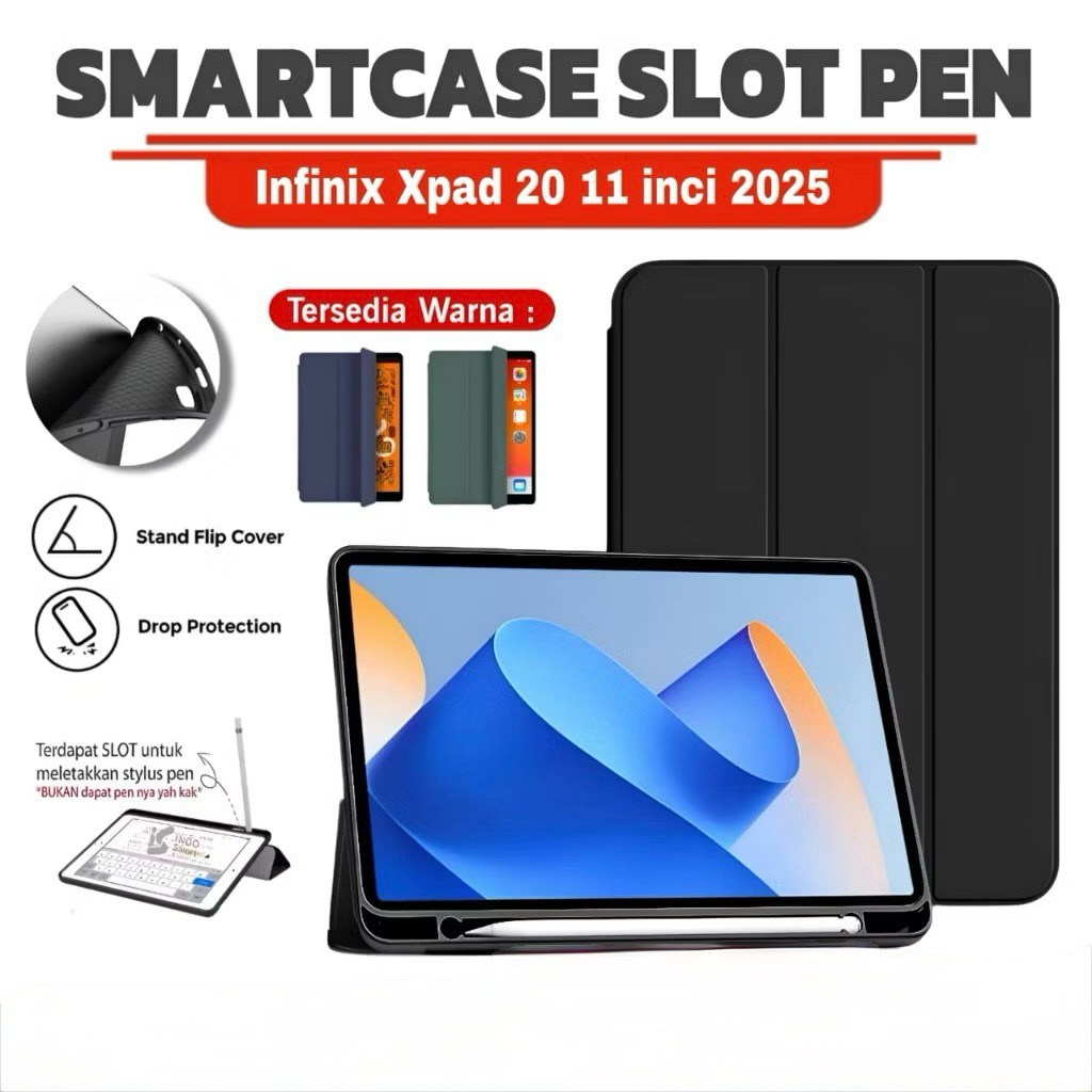 ฝาครอบพลิก + สล็อตปากกา PLACE INFINIX XPAD 20 PRO 12 INCH/XPAD 20 11+3 2025 SMART CASE ล็อคอัตโนมัติ