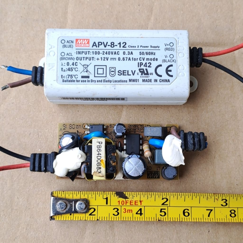 SMPS 12V Mean Well APV-8-12 อะแดปเตอร์ใช้โมดูลจ่ายไฟ 12V 0.67A