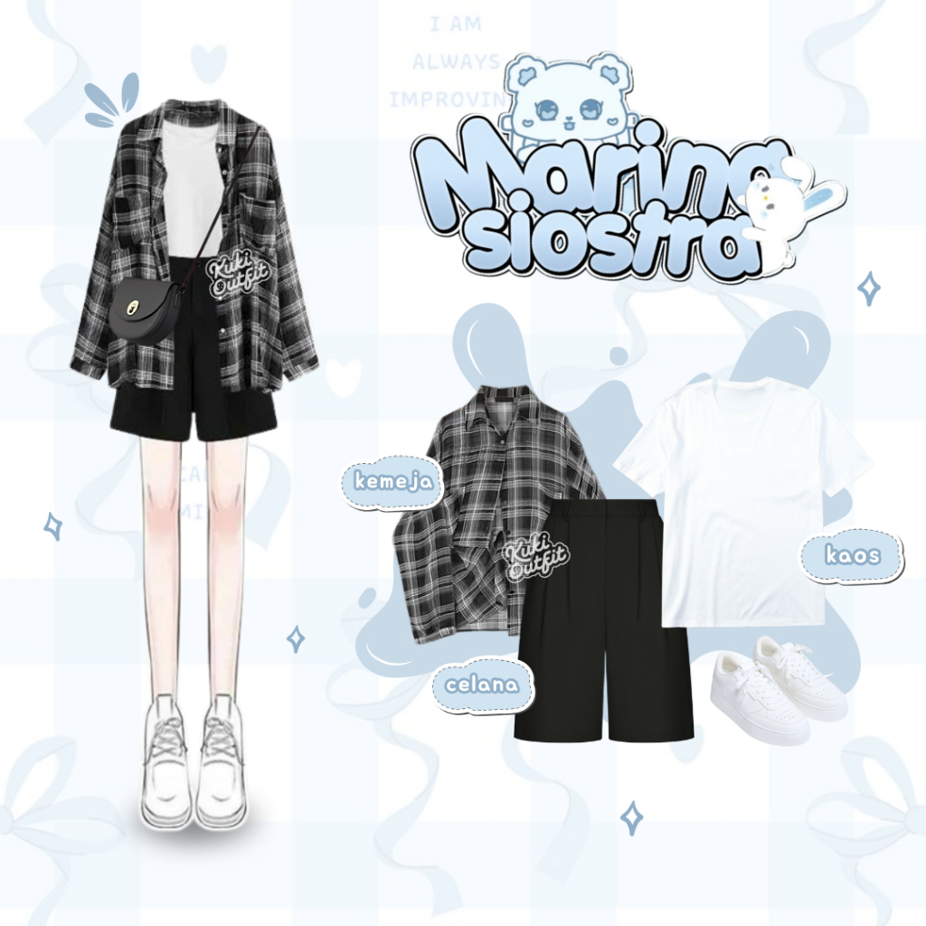 KEMEJA Marina One Set เสื้อเชิ้ตผู้หญิง (เสื้อเชิ้ตผ้าสักหลาด, กางเกงด้านใน, เสื้อยืด) เสื้อสตรีล่าส