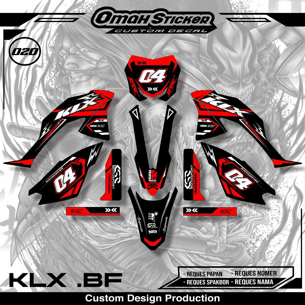รูปลอก klx 150 bf เต็มตัว - แถบ klx bf เต็มตัว - สติ๊กเกอร์ klx bf ดีไซน์แข่งเต็มตัว RMZ กระดานบังโค