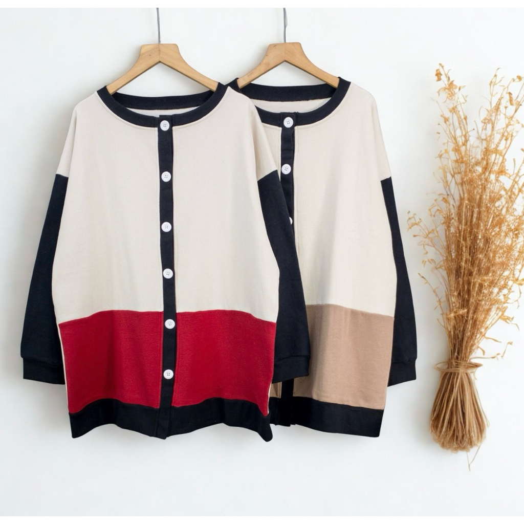 เสื้อคาร์ดิแกนผ้าฟลีซสีพื้นมีกระดุม ง6856